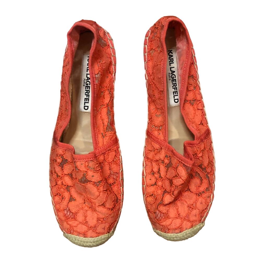 Karl Lagerfeld Paris Coral Lace Espadrilles Sz 6